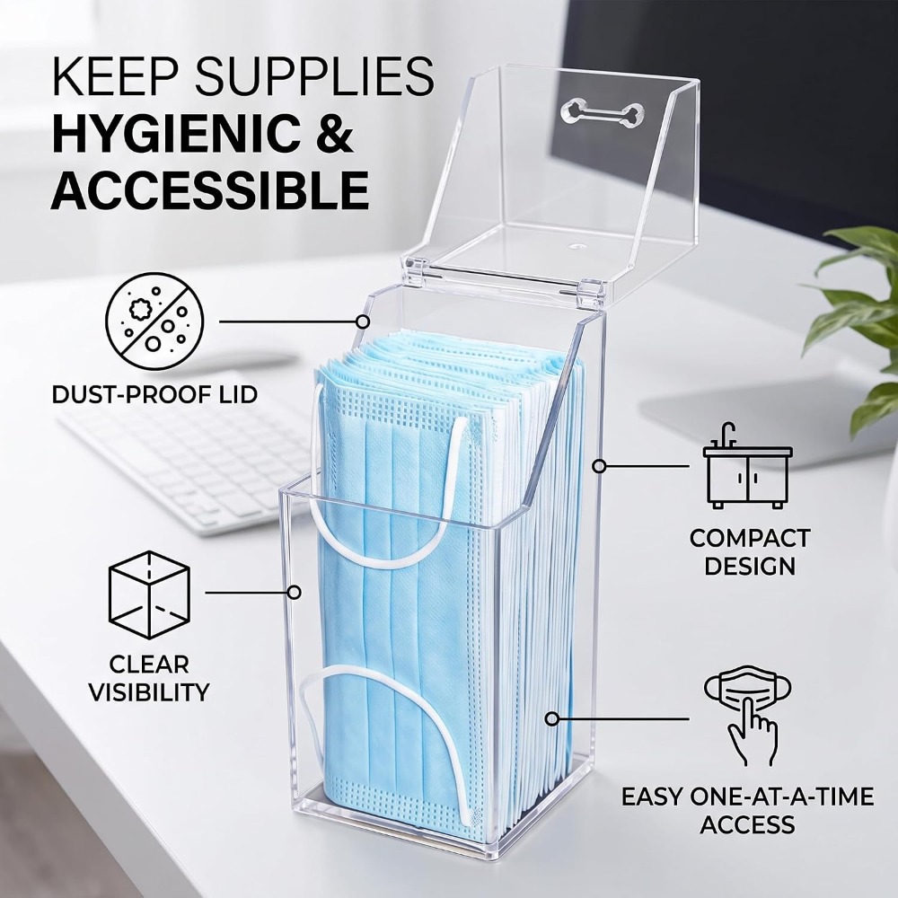 蓋付きフェイスマスクディスペンサー 縦型防塵マスク収納ボック - Face Mask Storage Box のレビューと価格